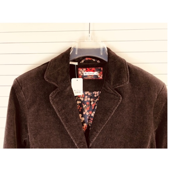 NWT Ben Sherman Women Brown Corduroy Blazer Sport Jacket with Elbow Patches S - Picture 3 of 5